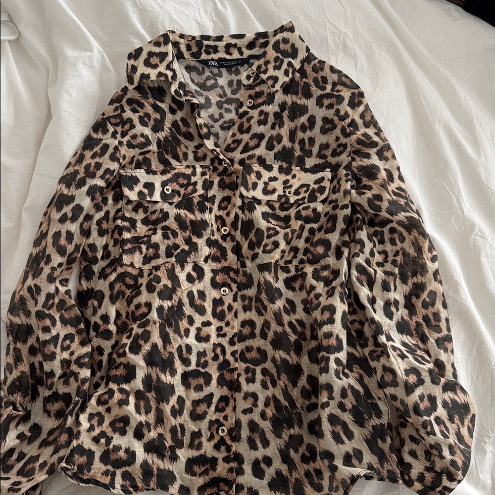 Zara Animal Print Long Sleeve Shirt